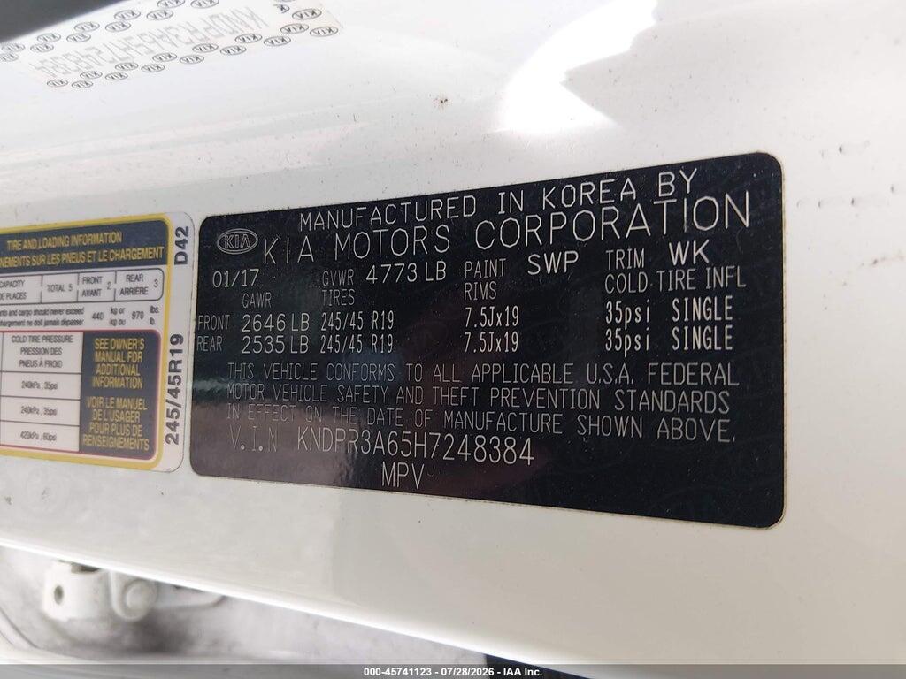 KNDPR3A65H7248384 2017 KIA SPORTAGE photo no. 9