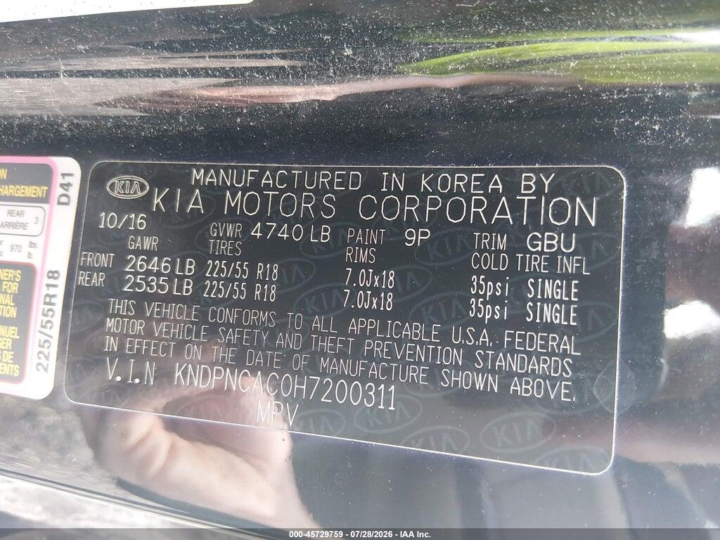 KNDPNCAC0H7200311 2017 KIA SPORTAGE photo no. 9