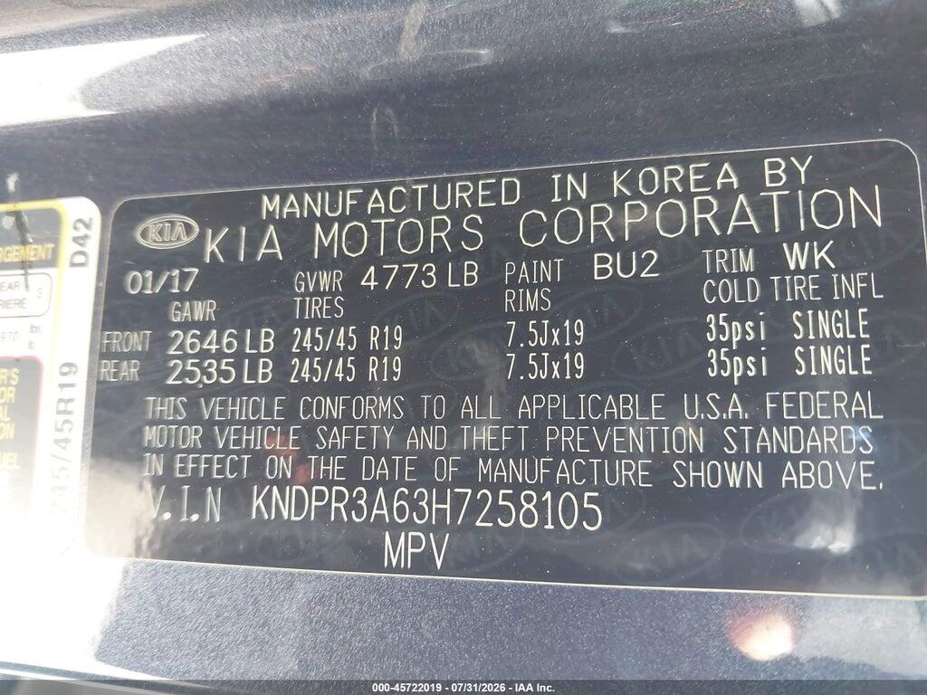 KNDPR3A63H7258105 2017 KIA SPORTAGE photo no. 9