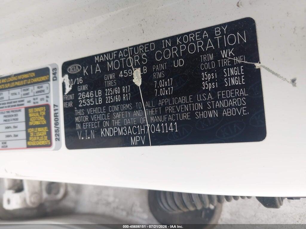 KNDPM3AC1H7041141 2017 KIA SPORTAGE photo no. 9