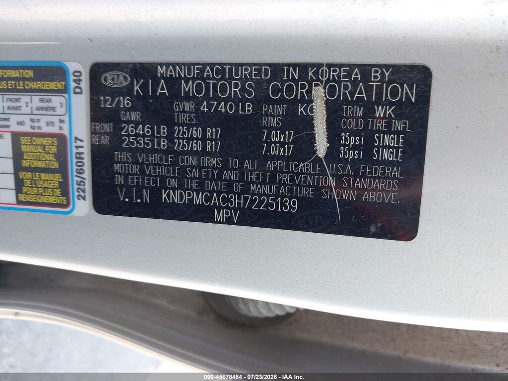 KNDPMCAC3H7225139 2017 KIA SPORTAGE photo no. 9