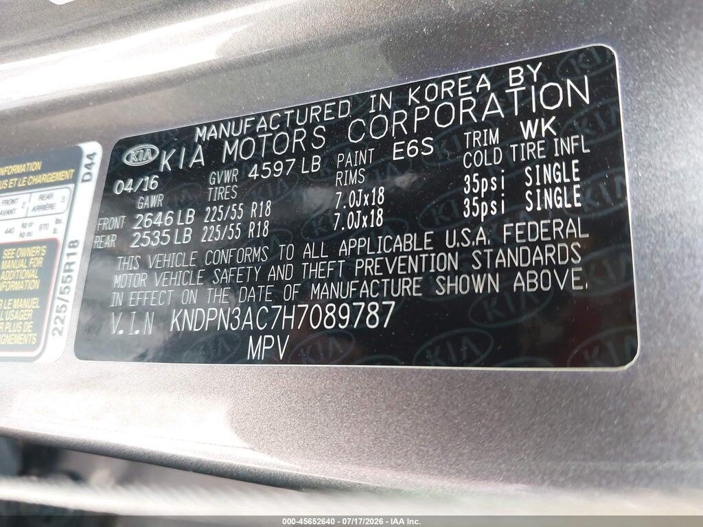 KNDPN3AC7H7089787 2017 KIA SPORTAGE photo no. 9