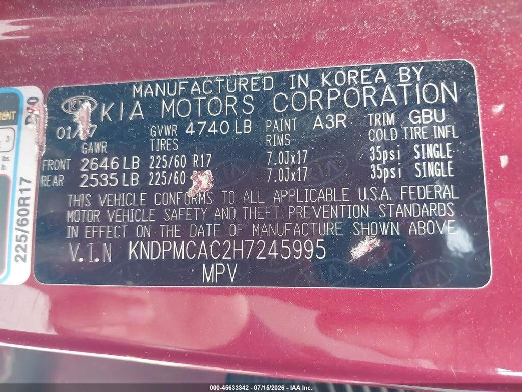 KNDPMCAC2H7245995 2017 KIA SPORTAGE photo no. 9
