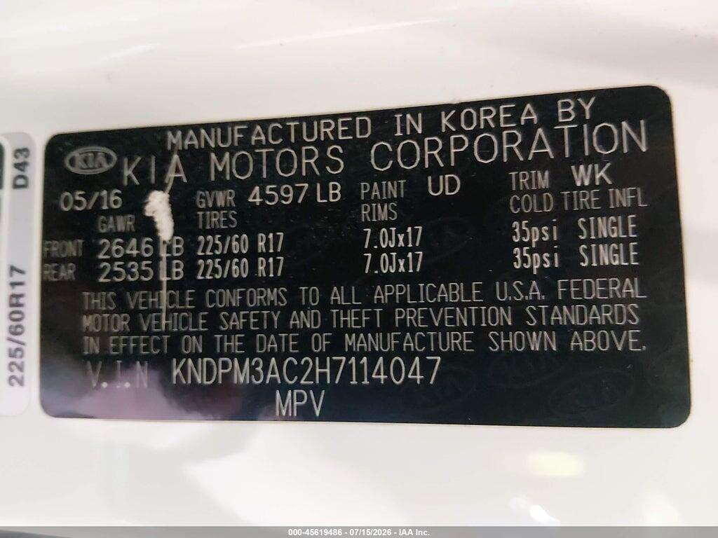 KNDPM3AC2H7114047 2017 KIA SPORTAGE photo no. 9