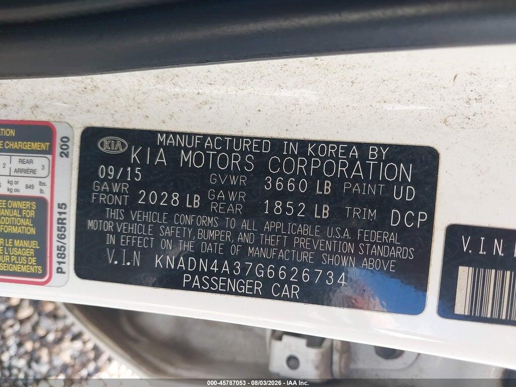 KNADN4A37G6626734 2016 KIA RIO photo no. 9