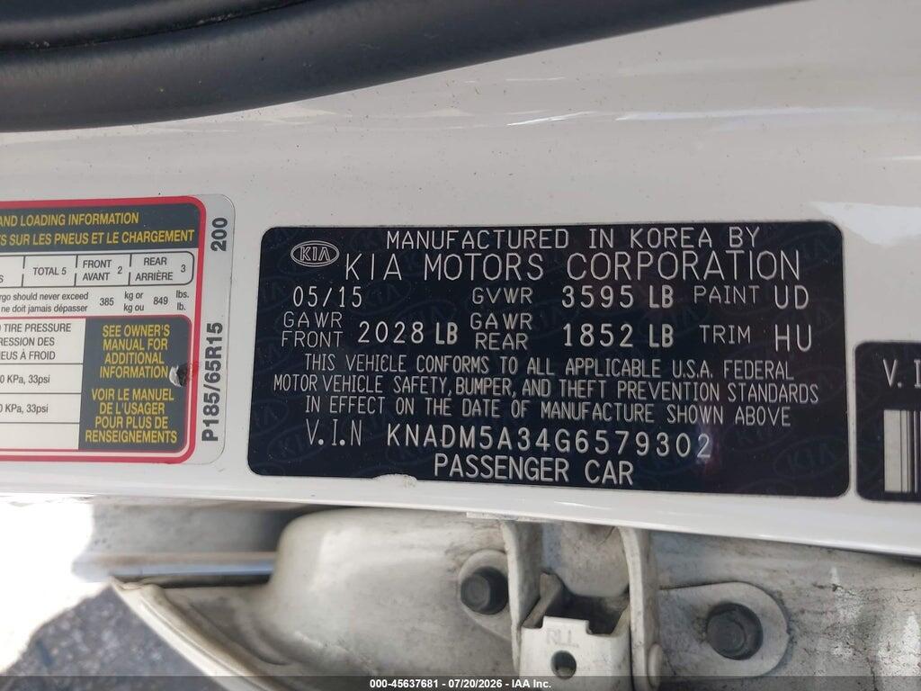 KNADM5A34G6579302 2016 KIA RIO photo no. 9