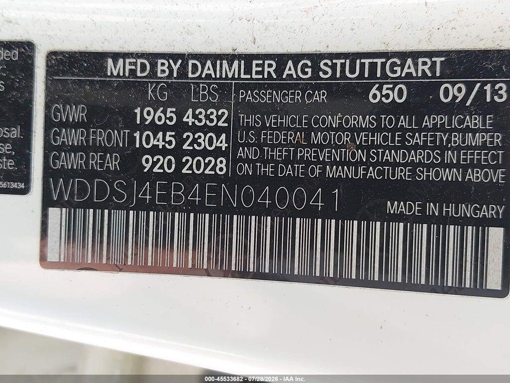 WDDSJ4EB4EN040041 2014 MERCEDES-BENZ CLA 250 photo no. 9