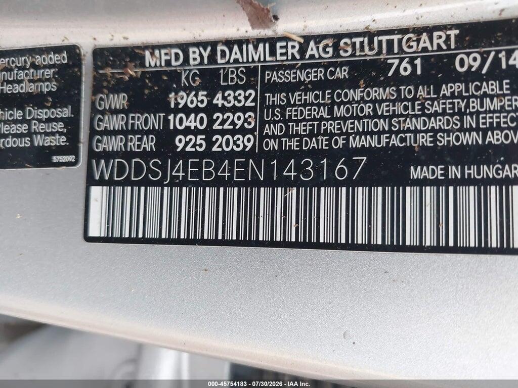 WDDSJ4EB4EN143167 2014 MERCEDES-BENZ CLA 250 photo no. 9