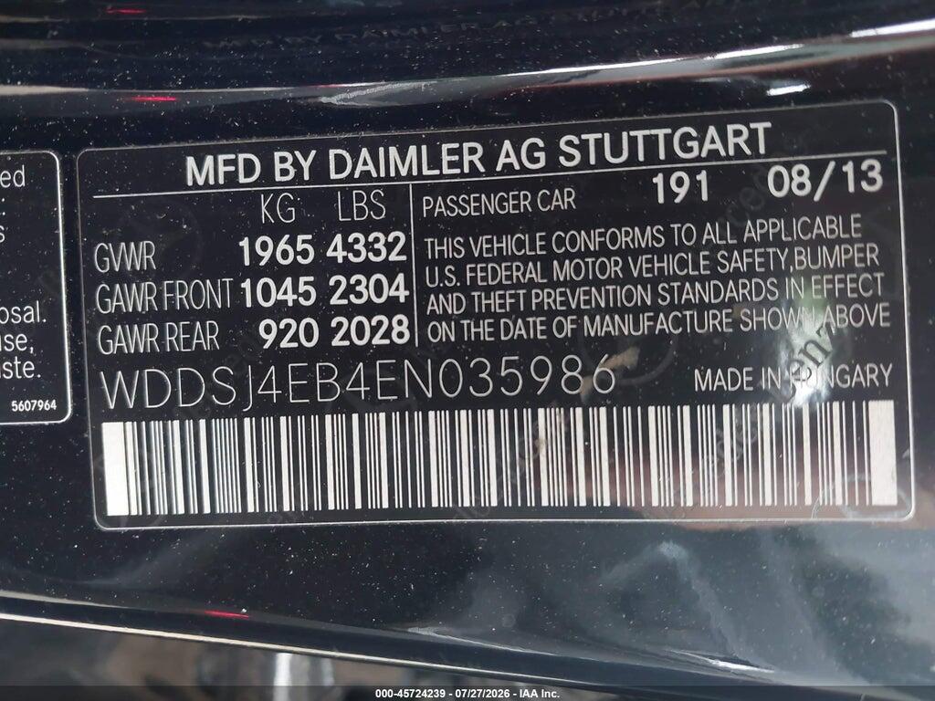 WDDSJ4EB4EN035986 2014 MERCEDES-BENZ CLA 250 photo no. 9