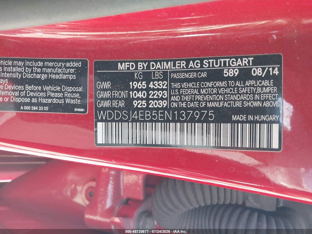 WDDSJ4EB5EN137975 2014 MERCEDES-BENZ CLA 250 photo no. 9