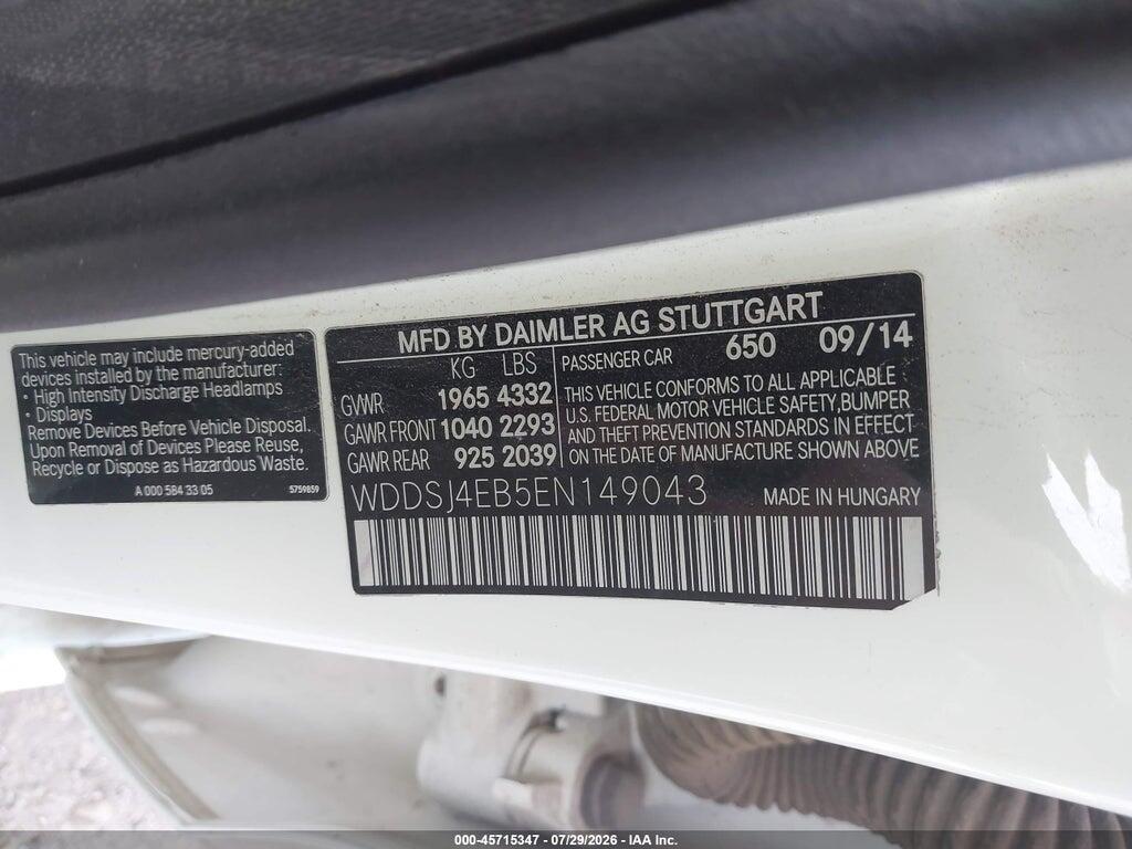 WDDSJ4EB5EN149043 2014 MERCEDES-BENZ CLA 250 photo no. 9