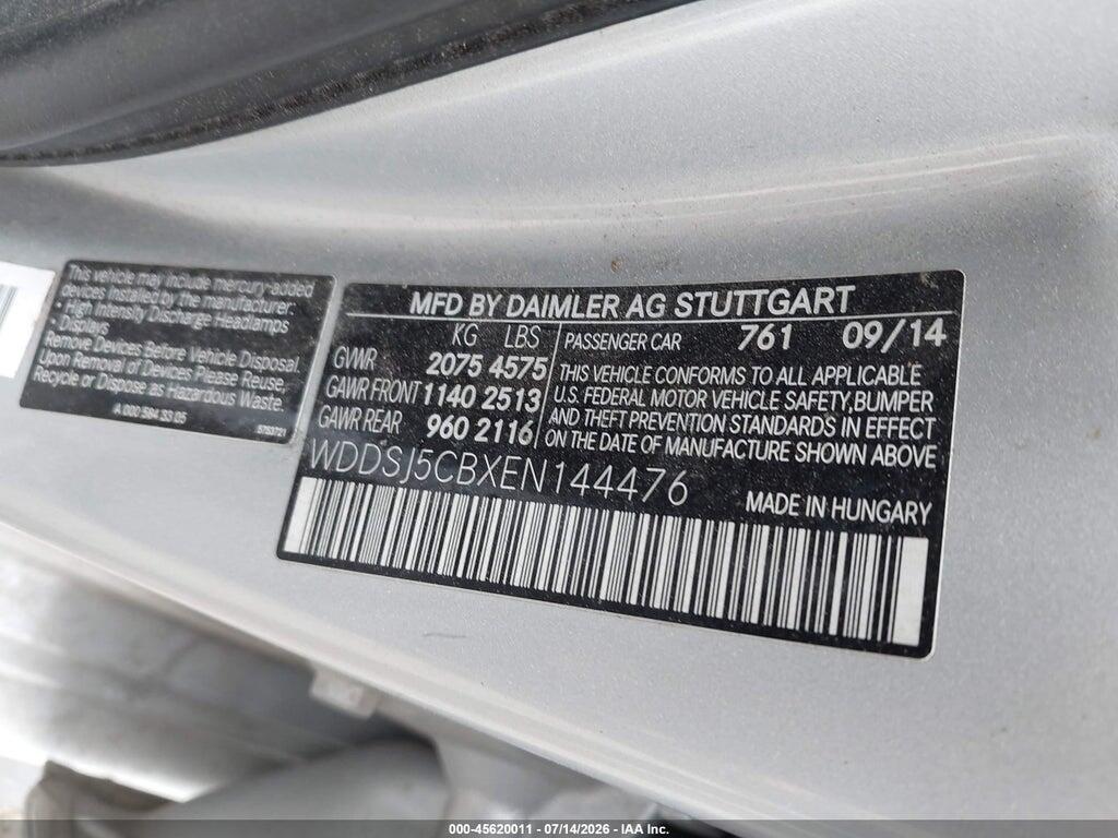 WDDSJ5CBXEN144476 2014 MERCEDES-BENZ CLA 45 AMG photo no. 9