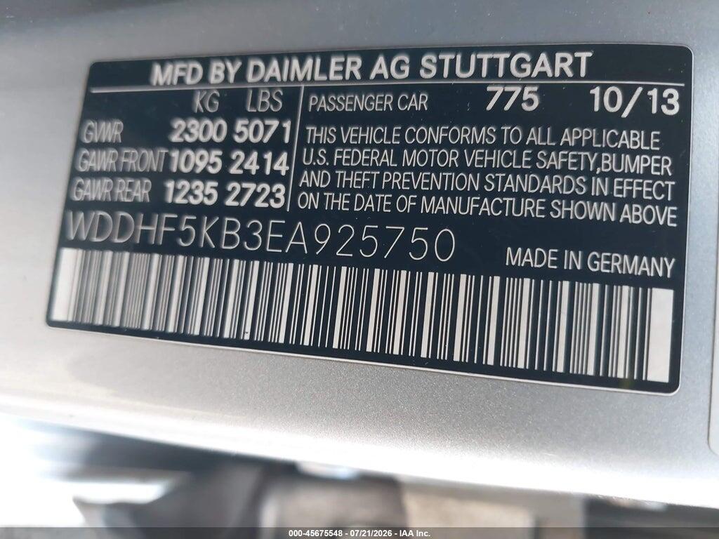 WDDHF5KB3EA925750 2014 MERCEDES-BENZ E 350 photo no. 9