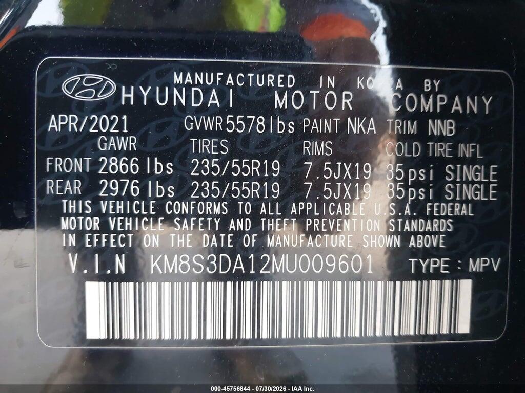 KM8S3DA12MU009601 2021 HYUNDAI SANTA FE HYBRID photo no. 9