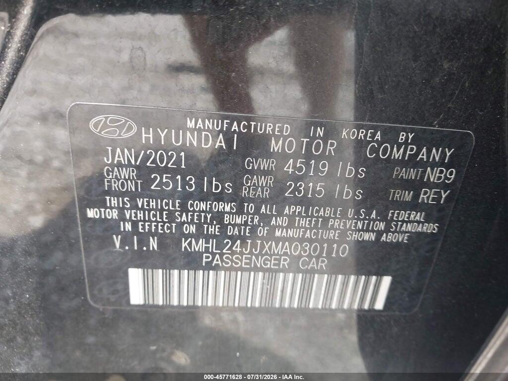 KMHL24JJXMA030110 2021 HYUNDAI SONATA photo no. 9