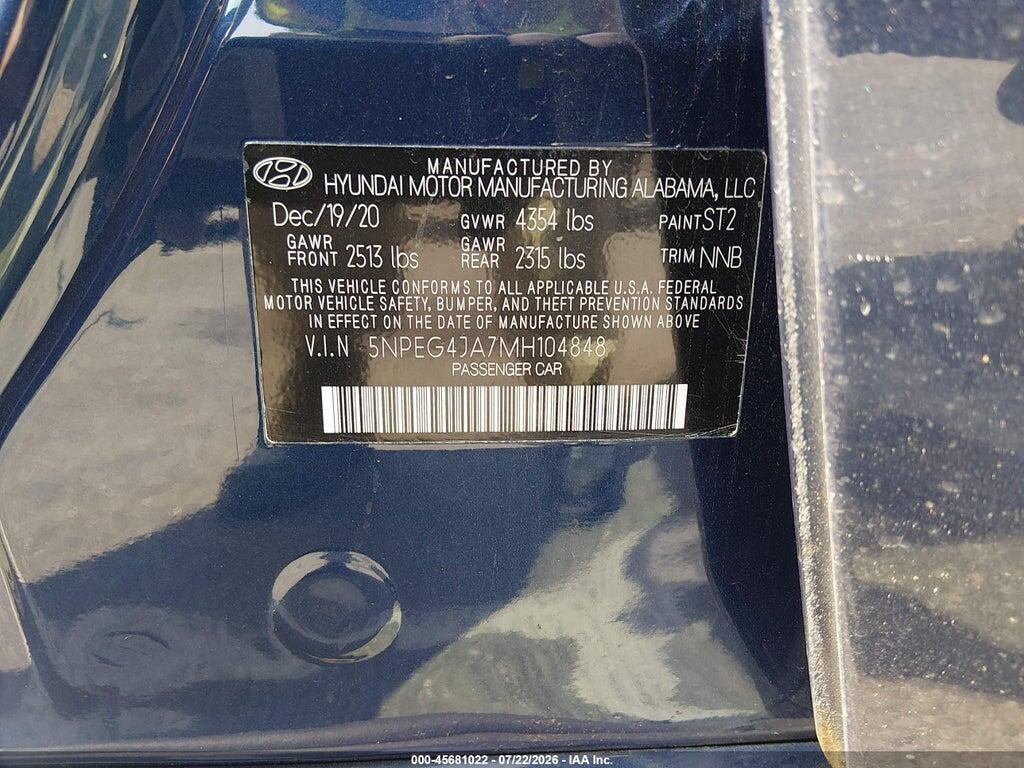 5NPEG4JA7MH104848 2021 HYUNDAI SONATA photo no. 9