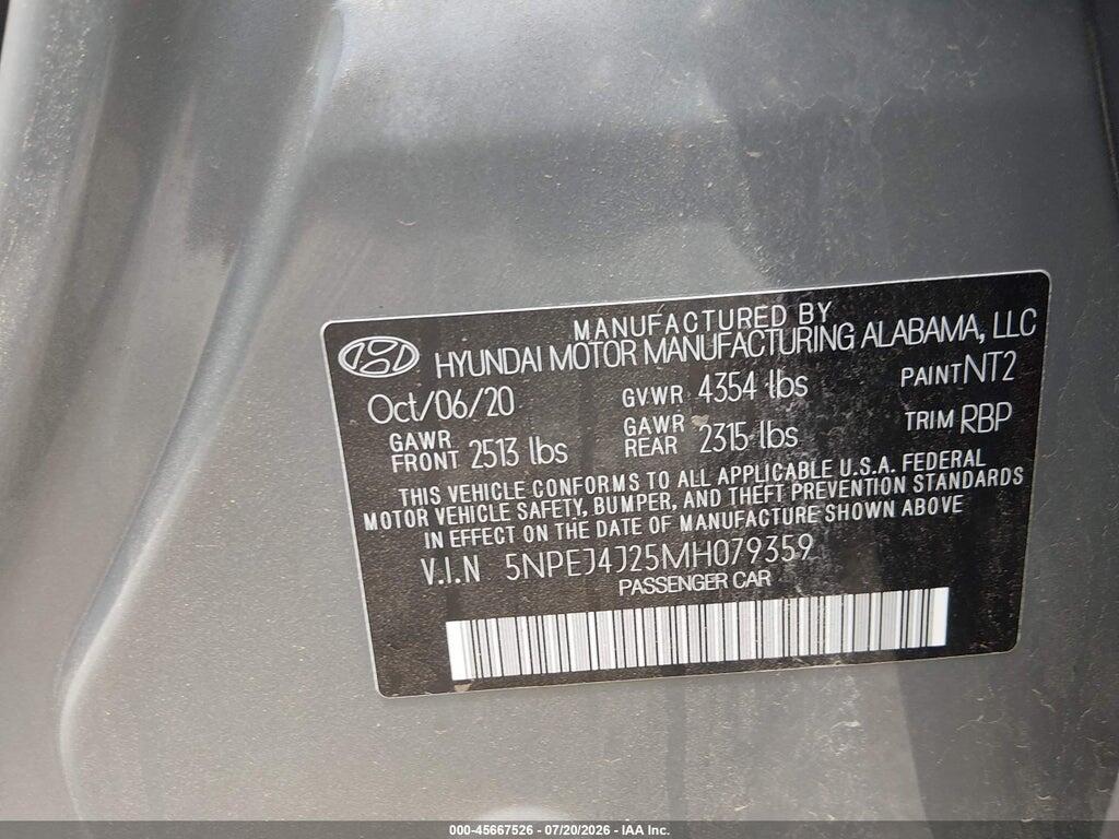 5NPEJ4J25MH079359 2021 HYUNDAI SONATA photo no. 9