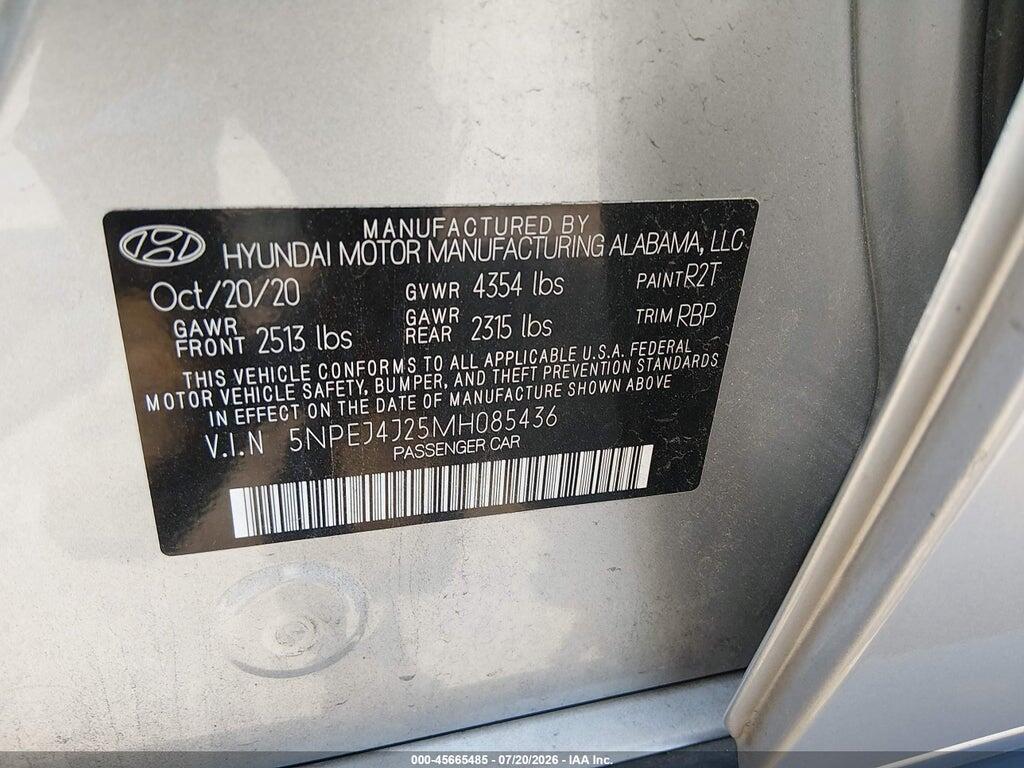 5NPEJ4J25MH085436 2021 HYUNDAI SONATA photo no. 9