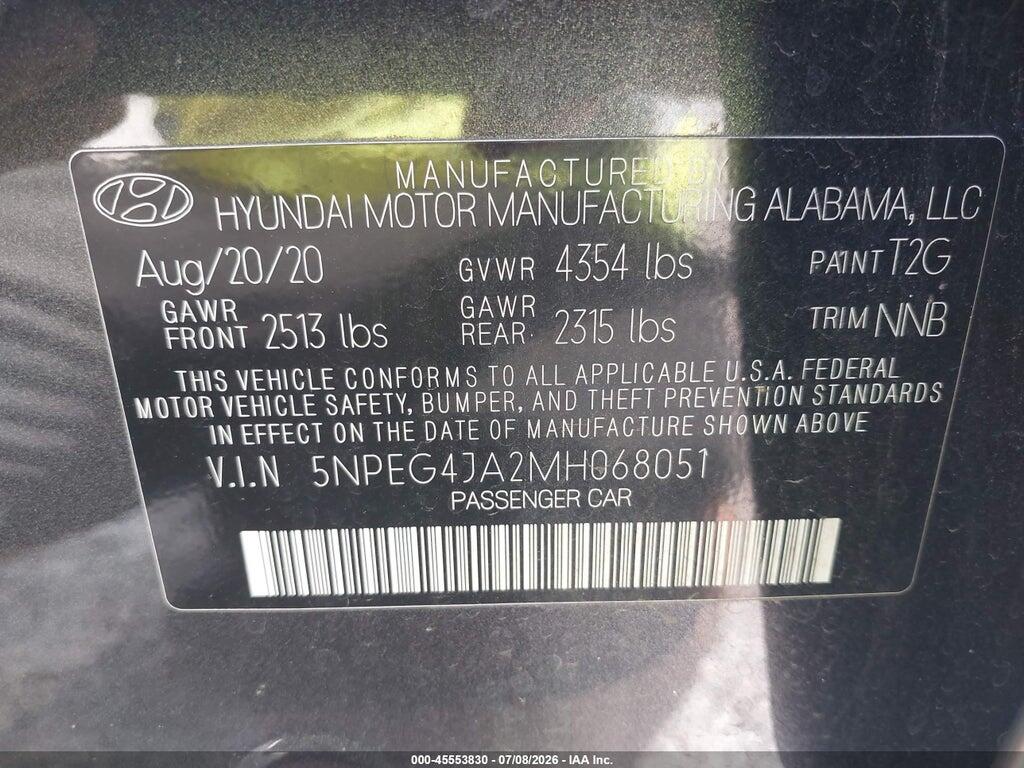 5NPEG4JA2MH068051 2021 HYUNDAI SONATA photo no. 9