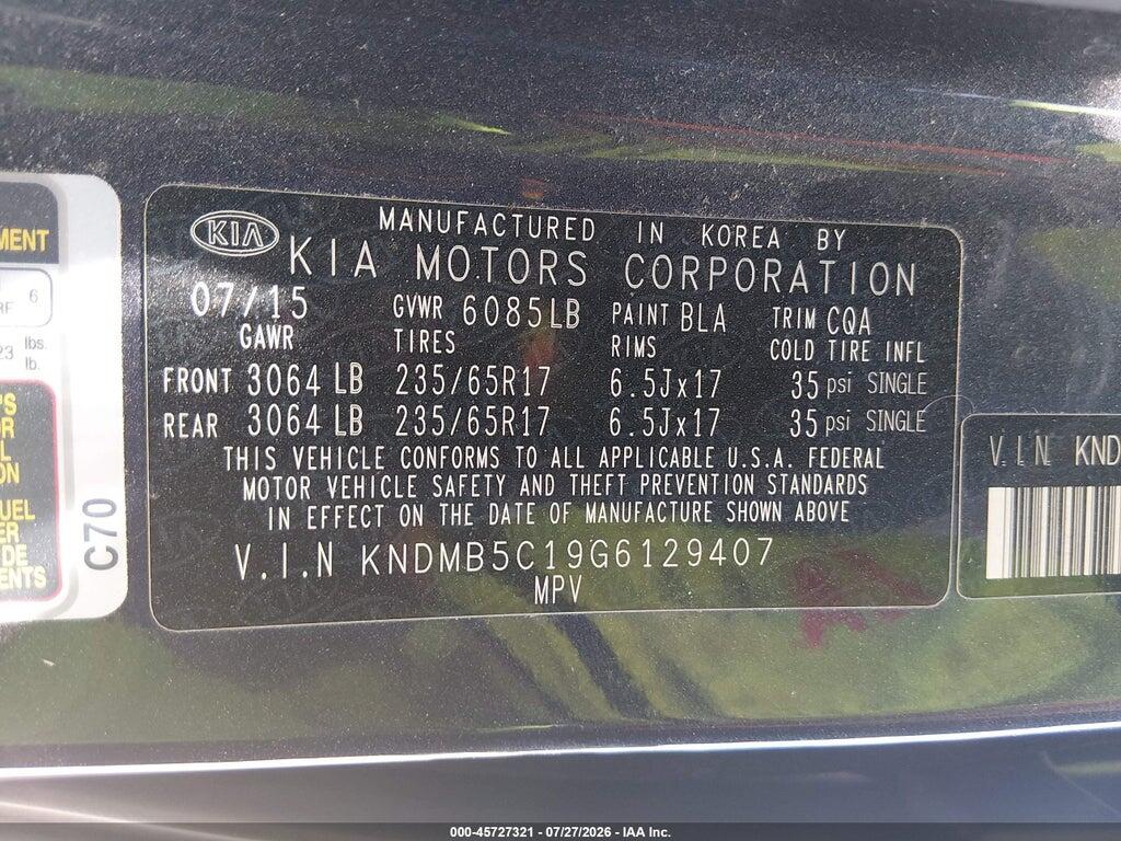 KNDMB5C19G6129407 2016 KIA SEDONA photo no. 9