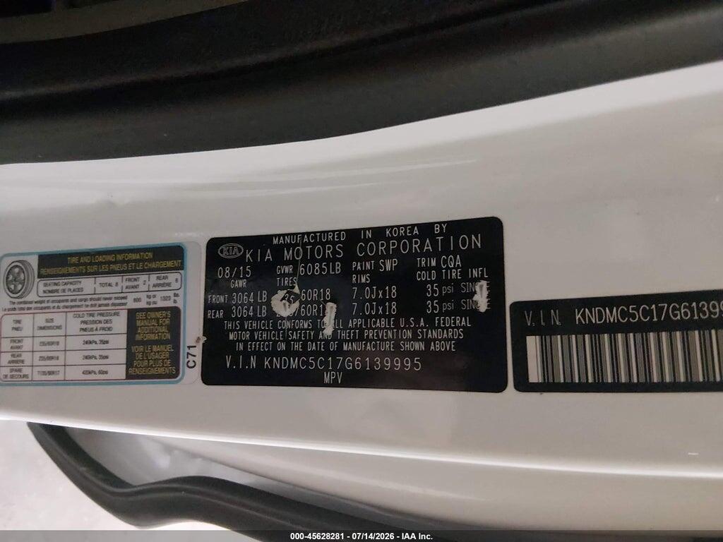 KNDMC5C17G6139995 2016 KIA SEDONA photo no. 9