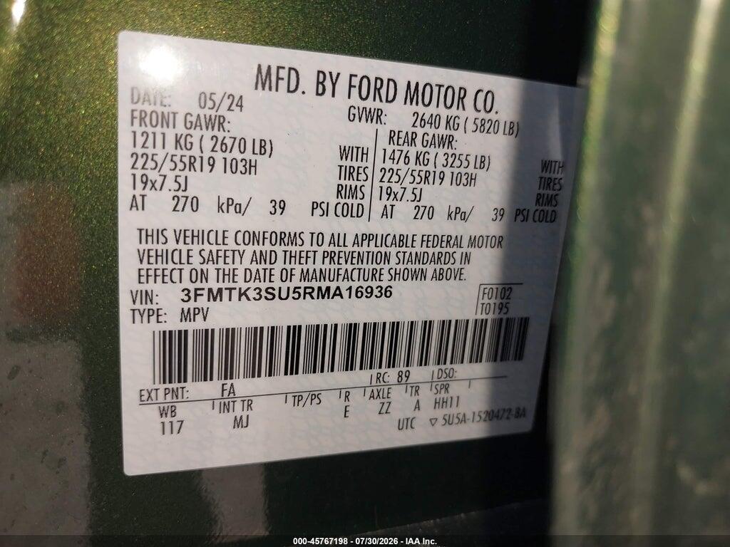3FMTK3SU5RMA16936 2024 FORD MUSTANG MACH-E photo no. 9