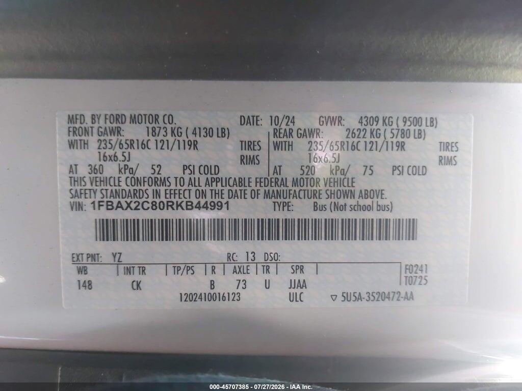 1FBAX2C80RKB44991 2024 FORD TRANSIT-350 PASSENGER VAN photo no. 9