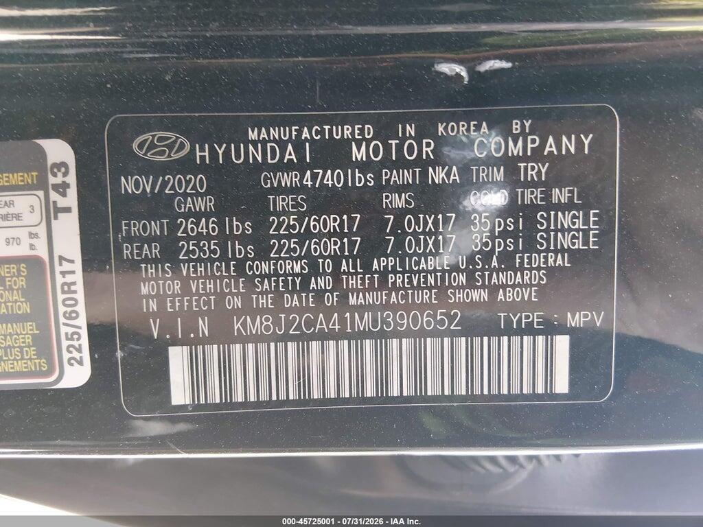 KM8J2CA41MU390652 2021 HYUNDAI TUCSON photo no. 9