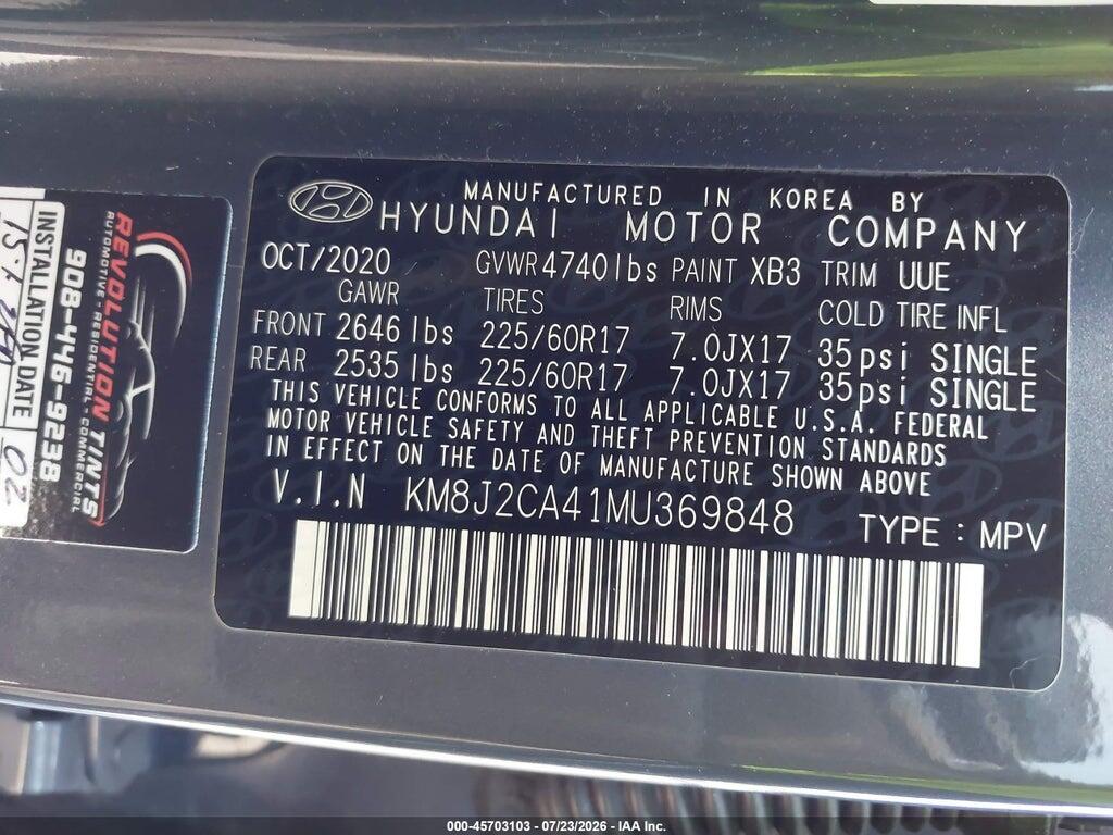 KM8J2CA41MU369848 2021 HYUNDAI TUCSON photo no. 9
