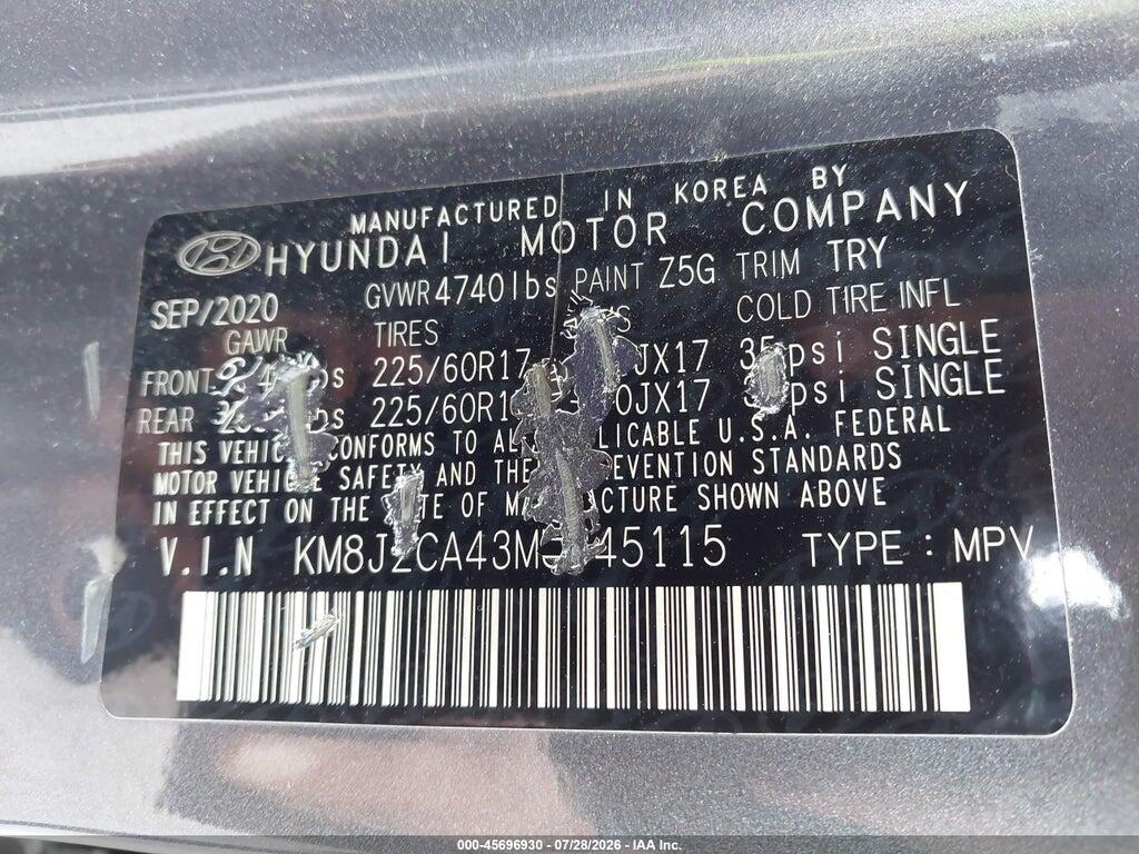 KM8J2CA43MU345115 2021 HYUNDAI TUCSON photo no. 9