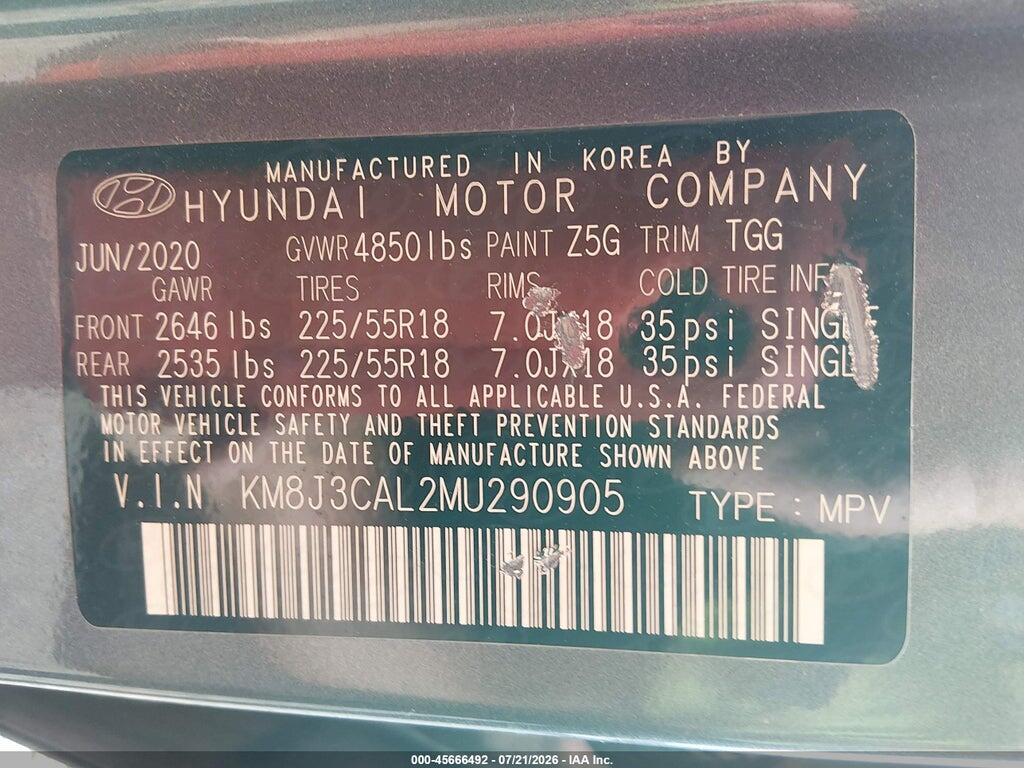KM8J3CAL2MU290905 2021 HYUNDAI TUCSON photo no. 9