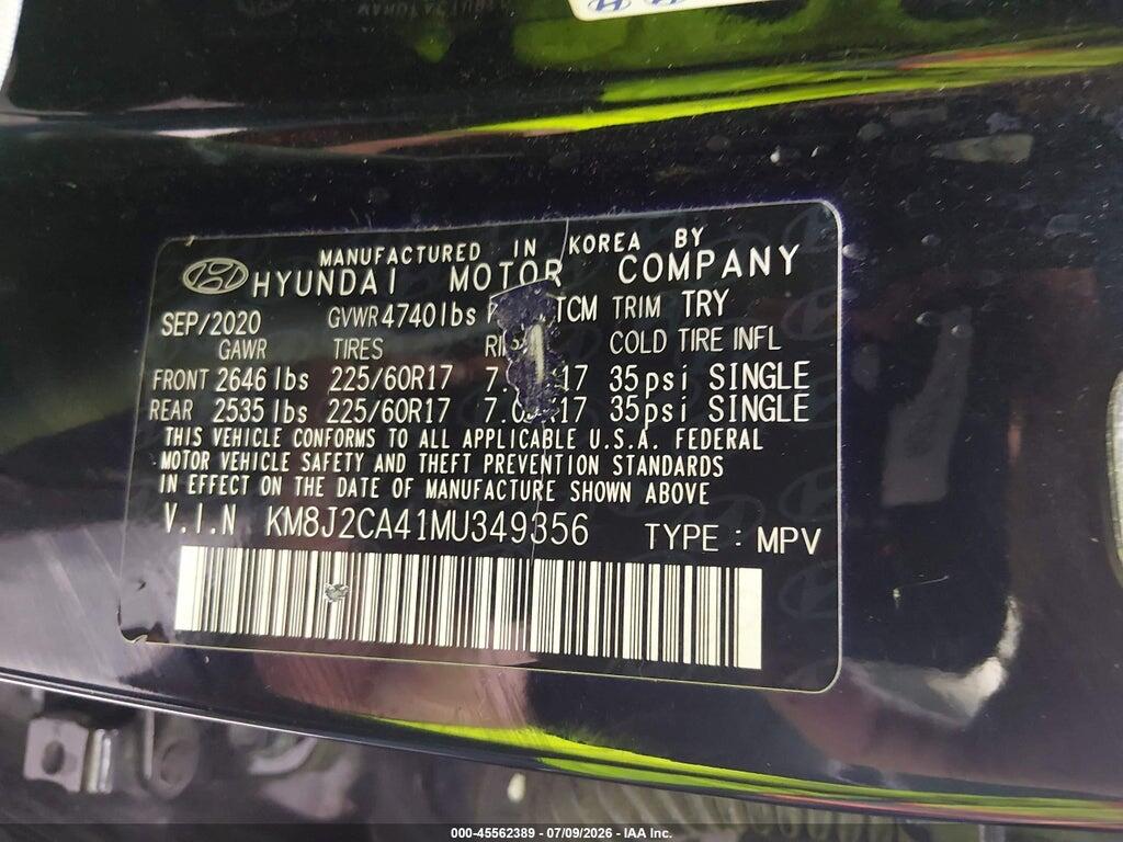 KM8J2CA41MU349356 2021 HYUNDAI TUCSON photo no. 9