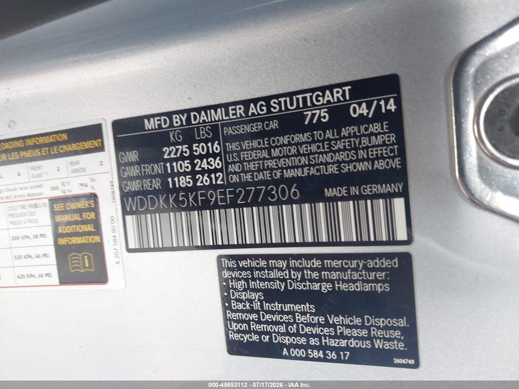 WDDKK5KF9EF277306 2014 MERCEDES-BENZ E 350 photo no. 9