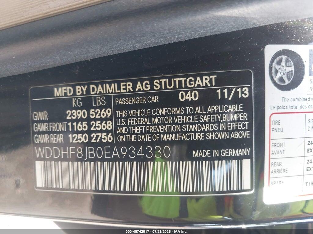 WDDHF8JB0EA934330 2014 MERCEDES-BENZ E 350 photo no. 9