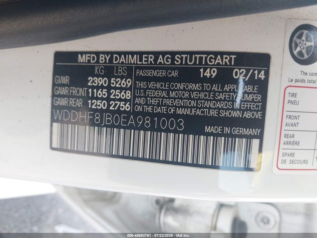 WDDHF8JB0EA981003 2014 MERCEDES-BENZ E 350 photo no. 9