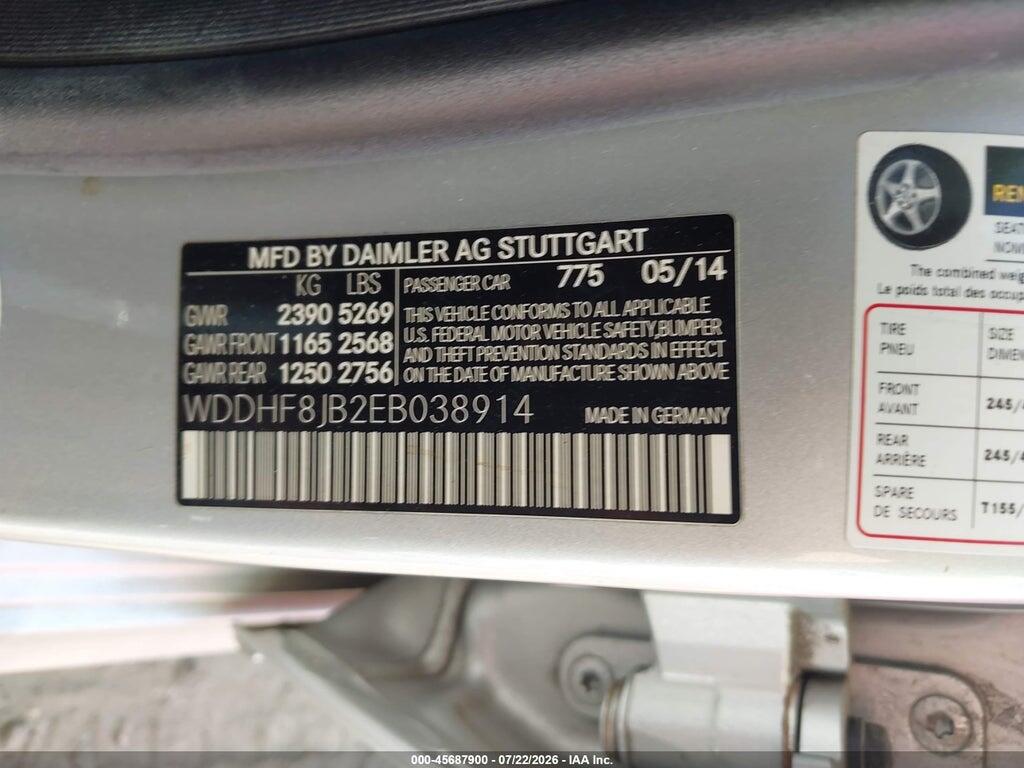 WDDHF8JB2EB038914 2014 MERCEDES-BENZ E 350 photo no. 9