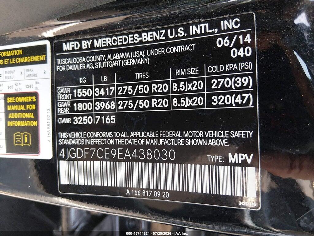 4JGDF7CE9EA438030 2014 MERCEDES-BENZ GL 450 photo no. 9