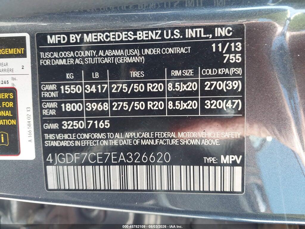4JGDF7CE7EA326620 2014 MERCEDES-BENZ GL 450 photo no. 9