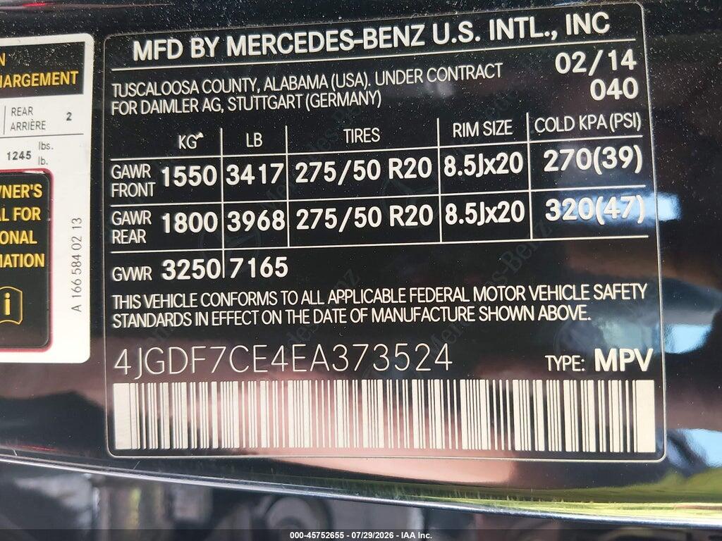 4JGDF7CE4EA373524 2014 MERCEDES-BENZ GL 450 photo no. 9