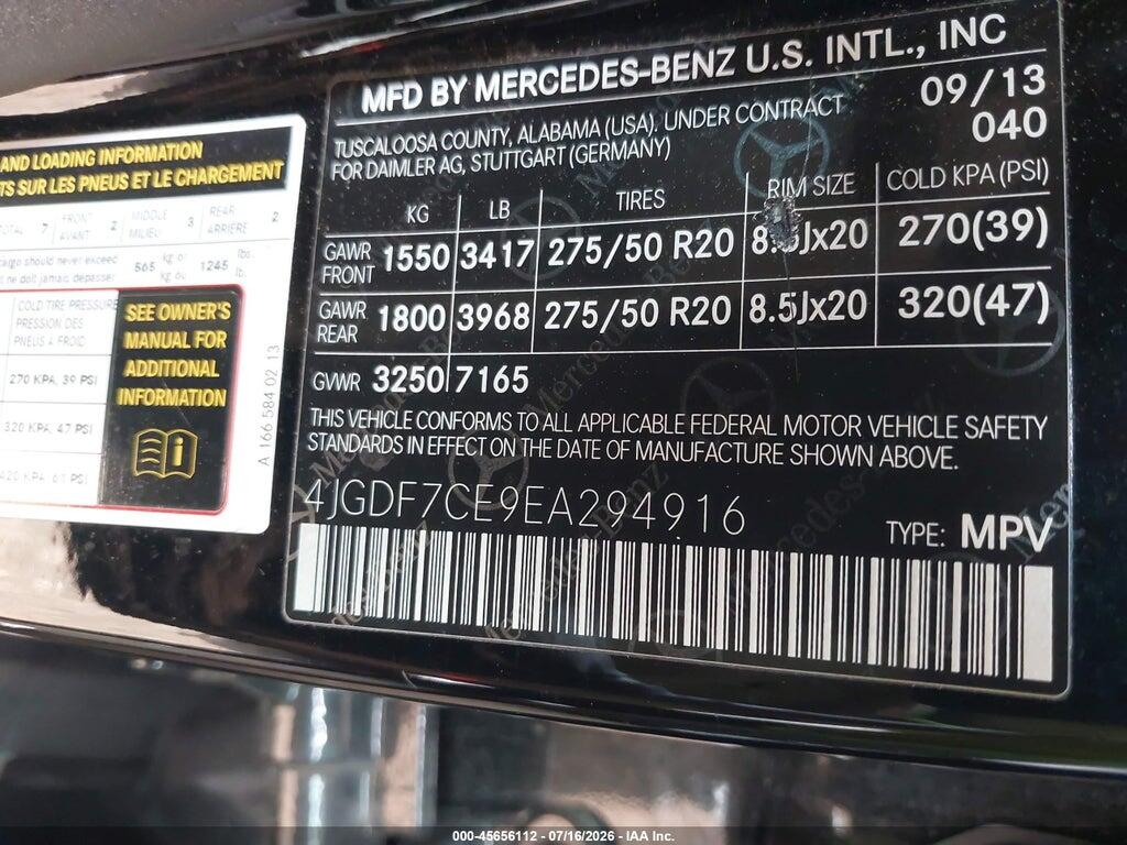 4JGDF7CE9EA294916 2014 MERCEDES-BENZ GL 450 photo no. 9