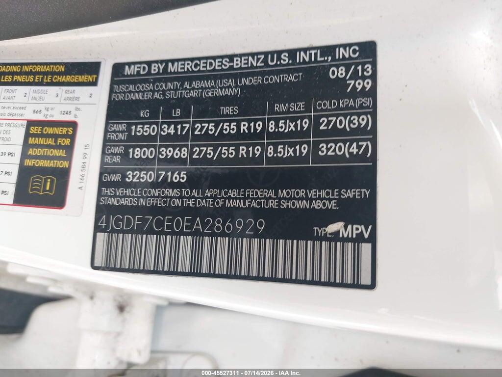 4JGDF7CE0EA286929 2014 MERCEDES-BENZ GL 450 photo no. 9