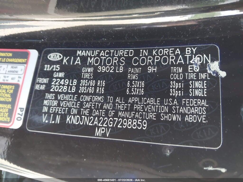 KNDJN2A22G7298859 2016 KIA SOUL photo no. 9