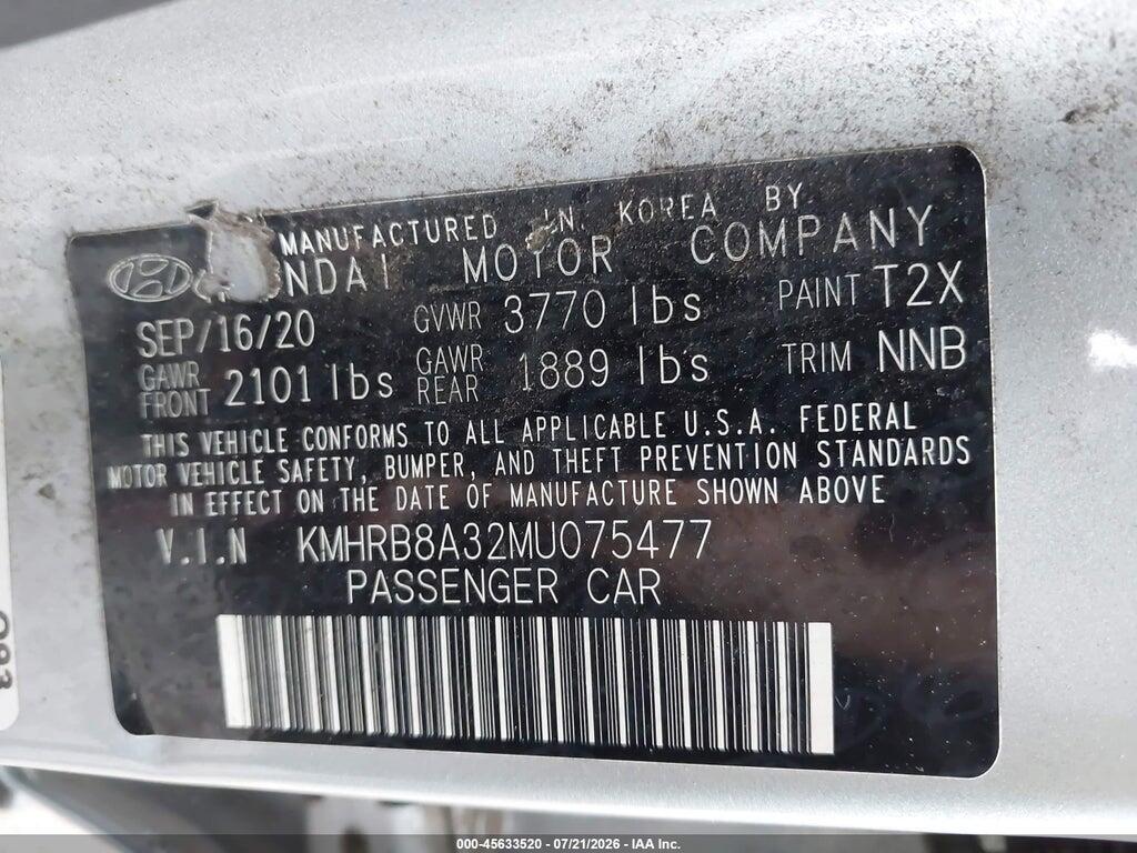 KMHRB8A32MU075477 2021 HYUNDAI VENUE photo no. 9