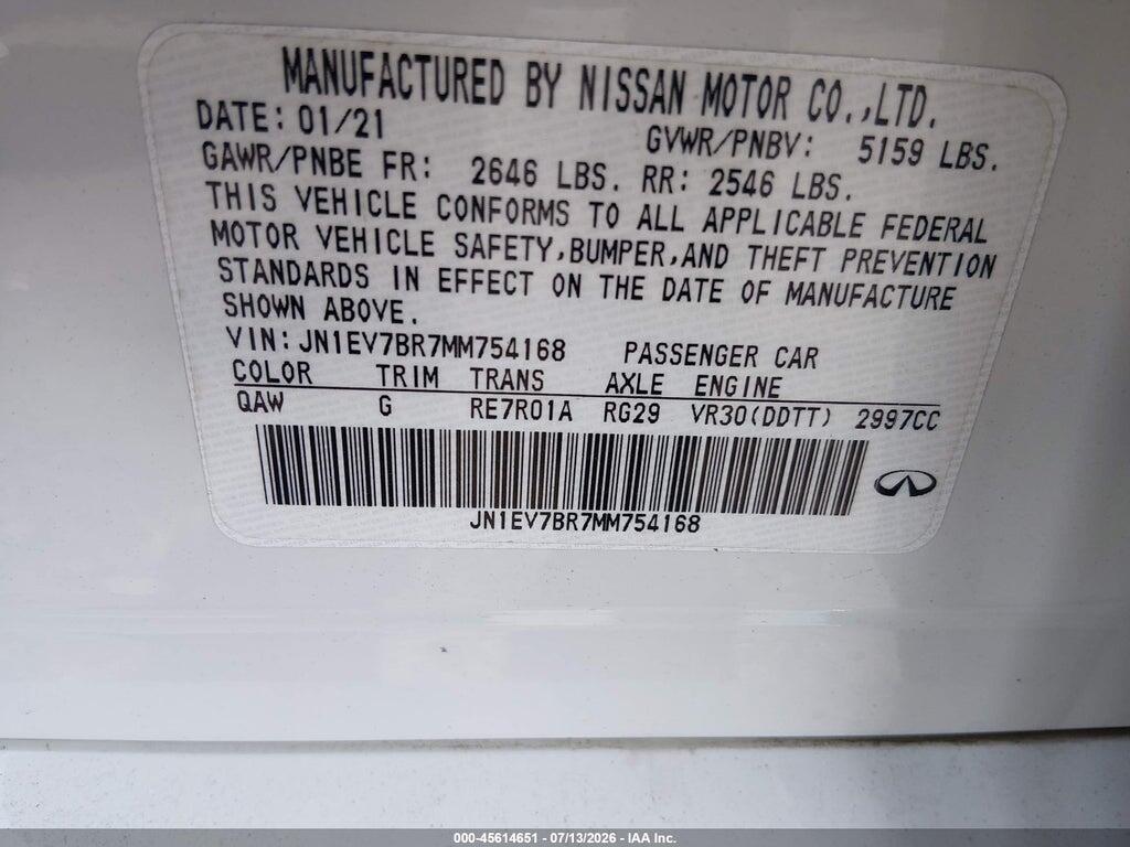 JN1EV7BR7MM754168 2021 INFINITI Q50 photo no. 9