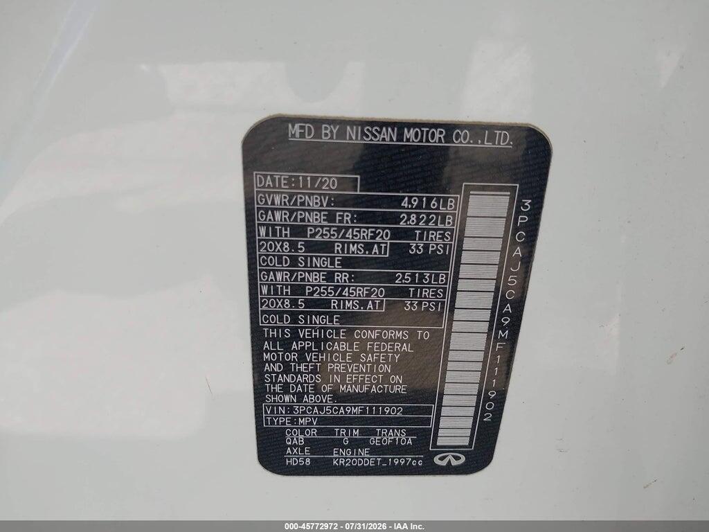 3PCAJ5CA9MF111902 2021 INFINITI QX50 photo no. 9