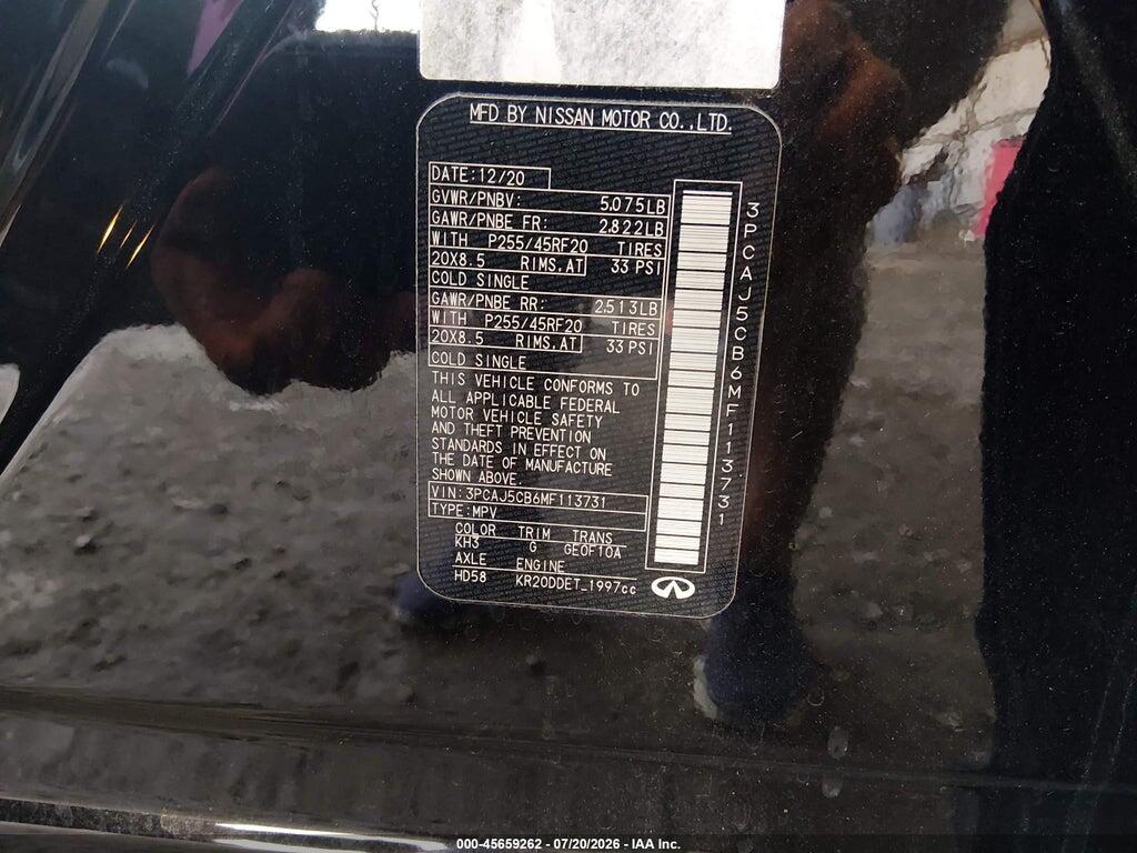3PCAJ5CB6MF113731 2021 INFINITI QX50 photo no. 9
