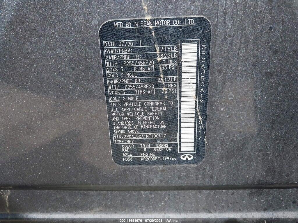3PCAJ5CA1MF100117 2021 INFINITI QX50 photo no. 9