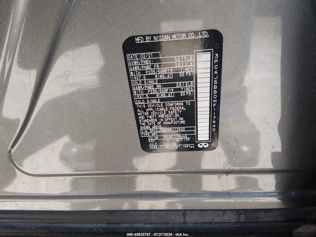 3PCAJ5BB0MF117940 2021 INFINITI QX50 photo no. 9