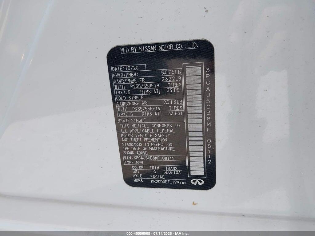 3PCAJ5CB8MF108112 2021 INFINITI QX50 photo no. 9
