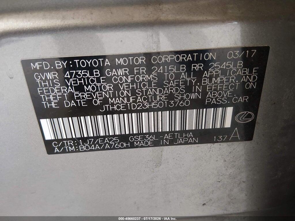 JTHCE1D23H5013760 2017 LEXUS IS 350 photo no. 9